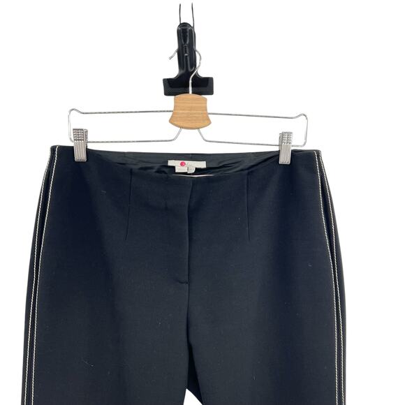 Boden Windsor Pants Trousers Ankle Embroidered Cotton Wool Blend Black Size US 8 - Picture 2 of 11